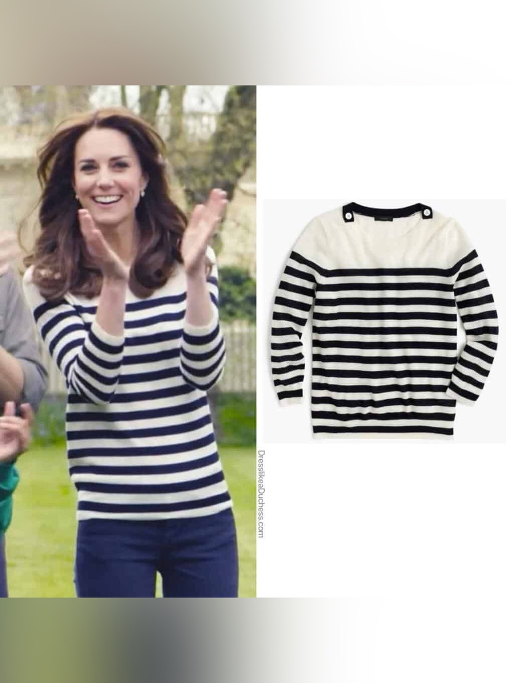 NWT J. Crew Tippi Breton Stripe Sweater Shoulder Buttons, Size S